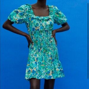 Zara blue multicolor mini dress size XS